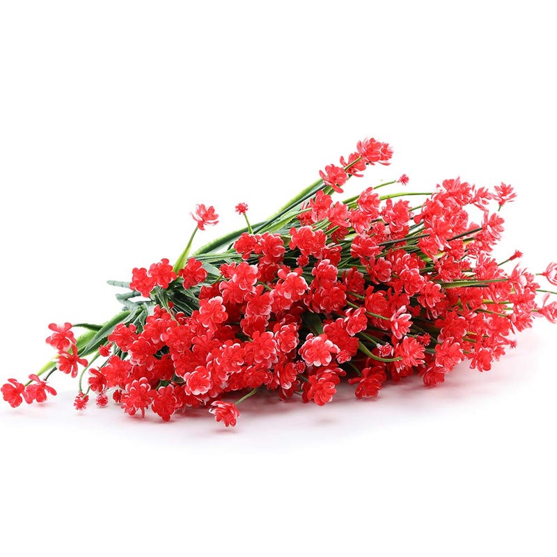 ArtBloom 20 Bundles Outdoor Artificial Fake Flowers UV Resistant Shrubs Plants, Faux Plastic Greenery for Indoor Outside Hanging Plants Garden Porch Window Box Home Wedding Farmhouse Decor (Red) - Image 5